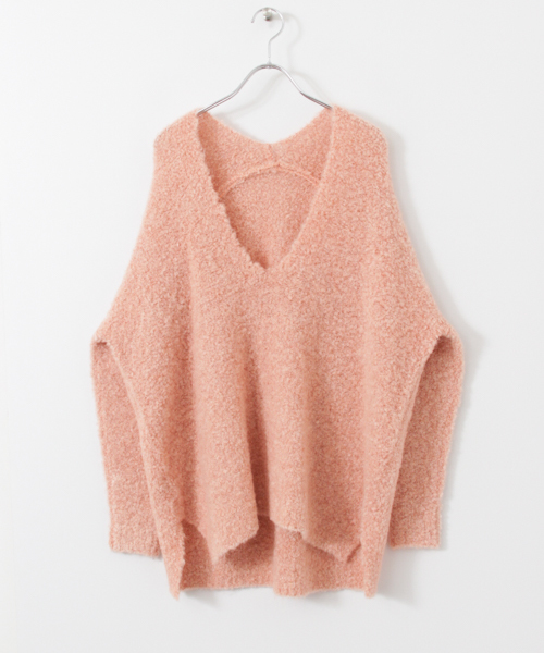 KBF（ケイビーエフ）の「【WEB限定】KBF　ブークレＶネックニット（ニット/セーター・レディース・ネイビー/ピンク/グレー・ONE）」の13枚目の写真