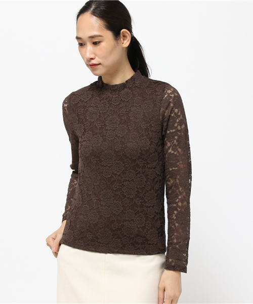 archives（アルシーヴ）の「総レース ハイネックプルオーバー（Tシャツ/カットソー・レディース・ブラウン/ブラック/オフホワイト/ピンク・MEDIUM）」の3枚目の写真