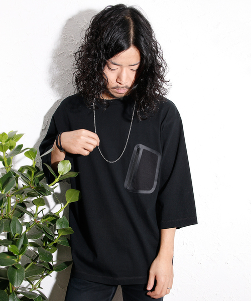 MR.EVERYDAY`S（ミスターエブリデイズ）の「MR.EVERYDAY'S BIG POCKET 7分T-SHIRTS（Tシャツ/カットソー・メンズ・ホワイト×ネイビー/イエロー/ホワイト×レッド/ブラック/ホワイト/グレー・MEDIUM/SMALL）」の4枚目の写真