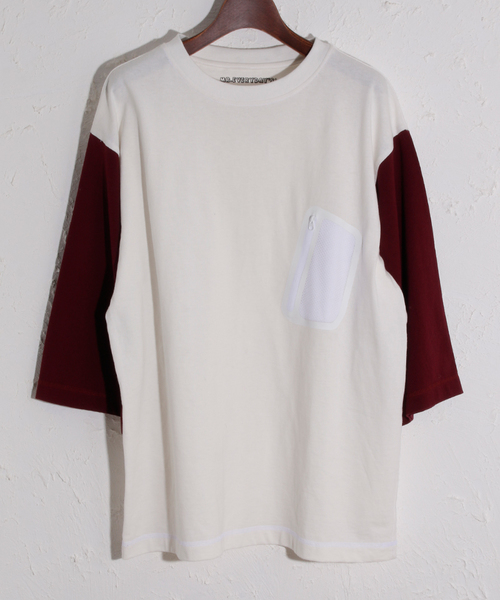 MR.EVERYDAY`S（ミスターエブリデイズ）の「MR.EVERYDAY'S BIG POCKET 7分T-SHIRTS（Tシャツ/カットソー・メンズ・ホワイト×ネイビー/イエロー/ホワイト×レッド/ブラック/ホワイト/グレー・MEDIUM/SMALL）」の9枚目の写真