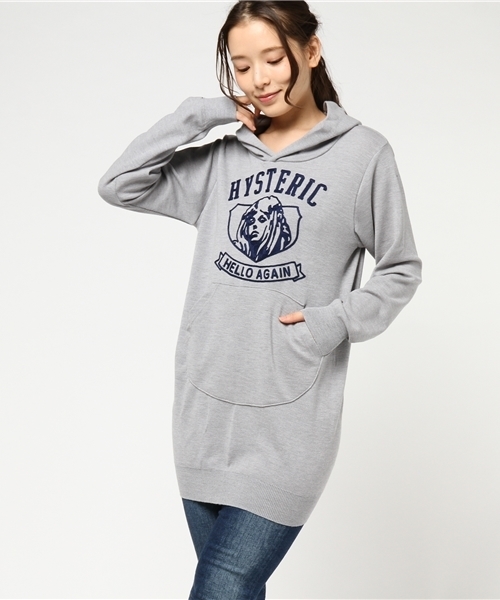 HYSTERIC GLAMOUR(ヒステリックグラマー)の「HELLO AGAIN チェーン刺繍OP(ワンピース・レディース・ネイビー/トップグレー/ブルー系その他・FREE)」の1枚目の写真