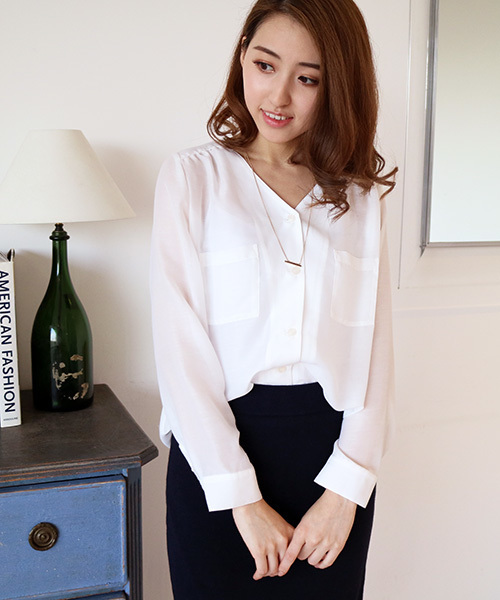 N.（N. Natural Beauty Basic）（エヌエヌナチュラルビューティーベーシック）の「ウォッシャブルビエラ（シャツ/ブラウス・レディース・ホワイト系その他/ピンク/ネイビー/ホワイト・MEDIUM）」の2枚目の写真