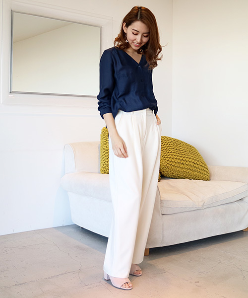 N.（N. Natural Beauty Basic）（エヌエヌナチュラルビューティーベーシック）の「ウォッシャブルビエラ（シャツ/ブラウス・レディース・ホワイト系その他/ピンク/ネイビー/ホワイト・MEDIUM）」の21枚目の写真