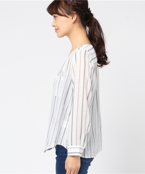 N.（N. Natural Beauty Basic）（エヌエヌナチュラルビューティーベーシック）の「ウォッシャブルビエラ（シャツ/ブラウス・レディース・ホワイト系その他/ピンク/ネイビー/ホワイト・MEDIUM）」の6枚目の写真