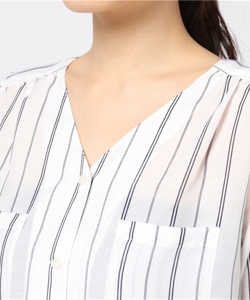 N.（N. Natural Beauty Basic）（エヌエヌナチュラルビューティーベーシック）の「ウォッシャブルビエラ（シャツ/ブラウス・レディース・ホワイト系その他/ピンク/ネイビー/ホワイト・MEDIUM）」の8枚目の写真