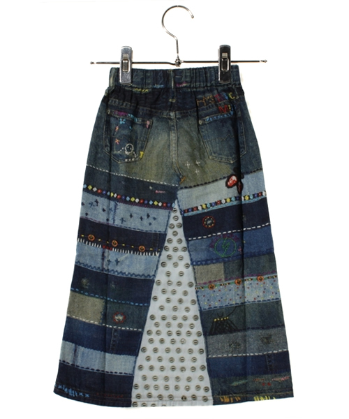 HYSTERIC MINI（ヒステリックミニ）の「much-mini-patched “LIKE A マキシ丈スカート”（スカート・キッズ・ネイビー・100/120）」の2枚目の写真