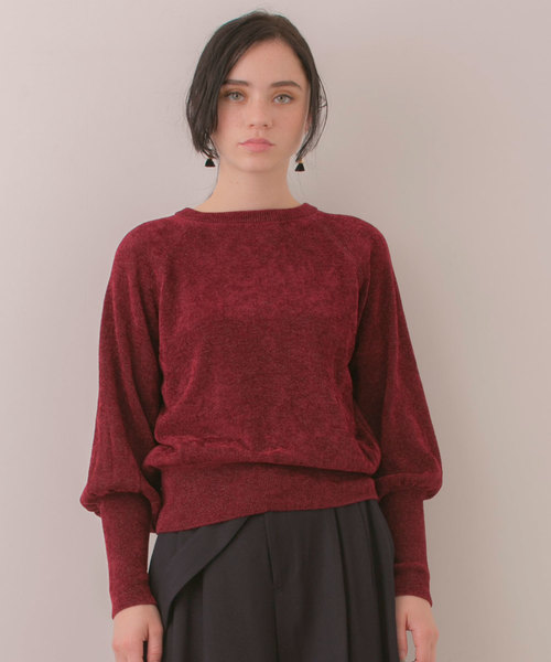 STUDIOUS（ステュディオス）の「【STUDIOUS】グリッターバルーンニット（ニット/セーター・レディース・ライトグリーン/レッド/ネイビー・FREE）」の3枚目の写真