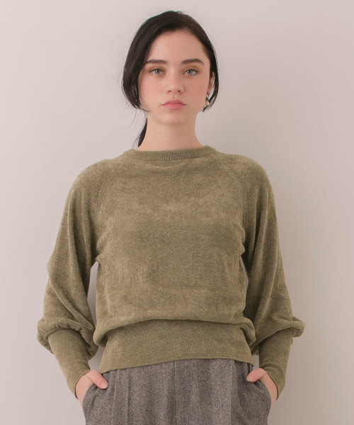 STUDIOUS（ステュディオス）の「【STUDIOUS】グリッターバルーンニット（ニット/セーター・レディース・ライトグリーン/レッド/ネイビー・FREE）」の2枚目の写真