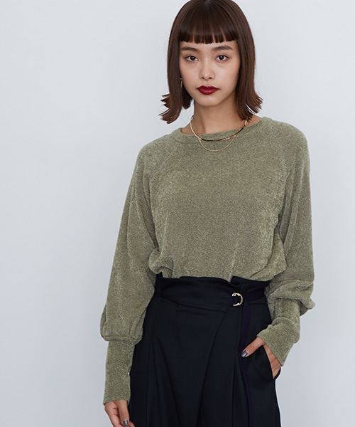 STUDIOUS（ステュディオス）の「【STUDIOUS】グリッターバルーンニット（ニット/セーター・レディース・ライトグリーン/レッド/ネイビー・FREE）」の4枚目の写真