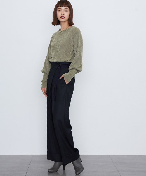 STUDIOUS（ステュディオス）の「【STUDIOUS】グリッターバルーンニット（ニット/セーター・レディース・ライトグリーン/レッド/ネイビー・FREE）」の5枚目の写真