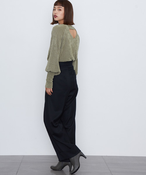 STUDIOUS（ステュディオス）の「【STUDIOUS】グリッターバルーンニット（ニット/セーター・レディース・ライトグリーン/レッド/ネイビー・FREE）」の6枚目の写真