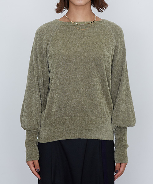 STUDIOUS（ステュディオス）の「【STUDIOUS】グリッターバルーンニット（ニット/セーター・レディース・ライトグリーン/レッド/ネイビー・FREE）」の7枚目の写真