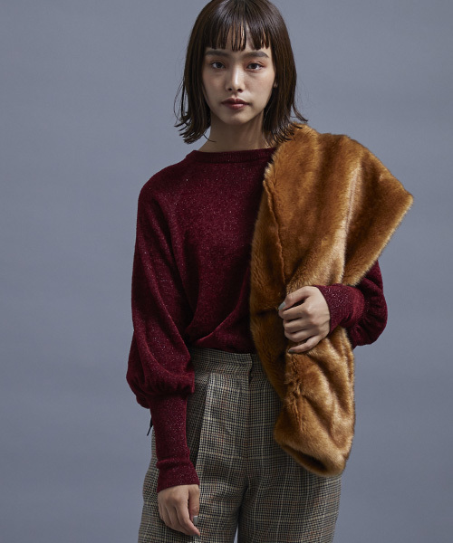 STUDIOUS（ステュディオス）の「【STUDIOUS】グリッターバルーンニット（ニット/セーター・レディース・ライトグリーン/レッド/ネイビー・FREE）」の19枚目の写真