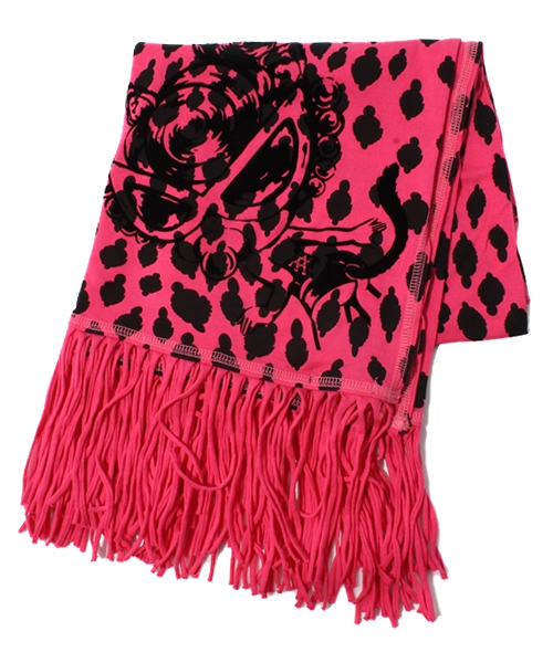 HYSTERIC MINI(ヒステリックミニ)の「mini face leopard 総柄ストール(ストール/ショール・キッズ・グレー/ベージュ/ピンク・FREE)」の1枚目の写真