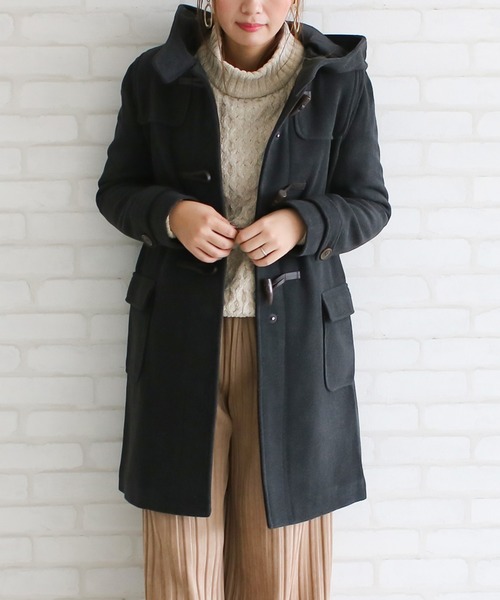 Social GIRL(ソーシャルガール)の「ミドル丈ダッフルコート【2つの丈から選べるダッフルコートシリーズ】(ダッフルコート)」|チャコール
