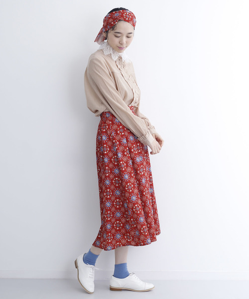 merlot plus(メルロープリュス)の「カレイドリズム柄スカート7333(スカート・レディース・ブラック/レッド・FREE)」の9枚目の写真