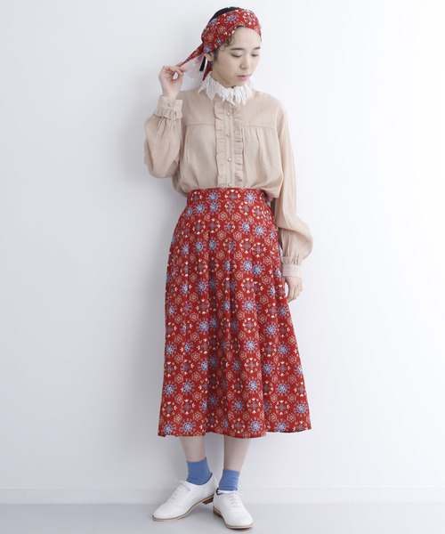 merlot plus(メルロープリュス)の「カレイドリズム柄スカート7333(スカート・レディース・ブラック/レッド・FREE)」の7枚目の写真