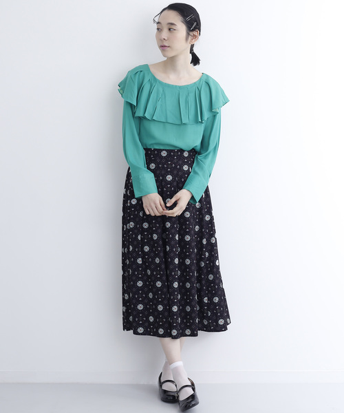 merlot plus(メルロープリュス)の「カレイドリズム柄スカート7333(スカート・レディース・ブラック/レッド・FREE)」の6枚目の写真