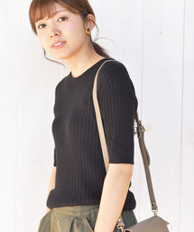 rps | ワイドリブクルーネック５分袖ニットプルオーバー(ニット/セーター)
