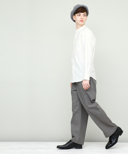 EMMA CLOTHES（エマクローズ）の「オックスフォードストレッチバンドカラーシャツ（シャツ/ブラウス・メンズ・オフホワイト/ネイビー/ベージュ/ブラック/グレー/ブルー/サックスブルー/オリーブドラブ/バーガンディー・L/M/XL/S）」の10枚目の写真