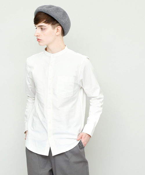 EMMA CLOTHES（エマクローズ）の「オックスフォードストレッチバンドカラーシャツ（シャツ/ブラウス・メンズ・オフホワイト/ネイビー/ベージュ/ブラック/グレー/ブルー/サックスブルー/オリーブドラブ/バーガンディー・L/M/XL/S）」の11枚目の写真