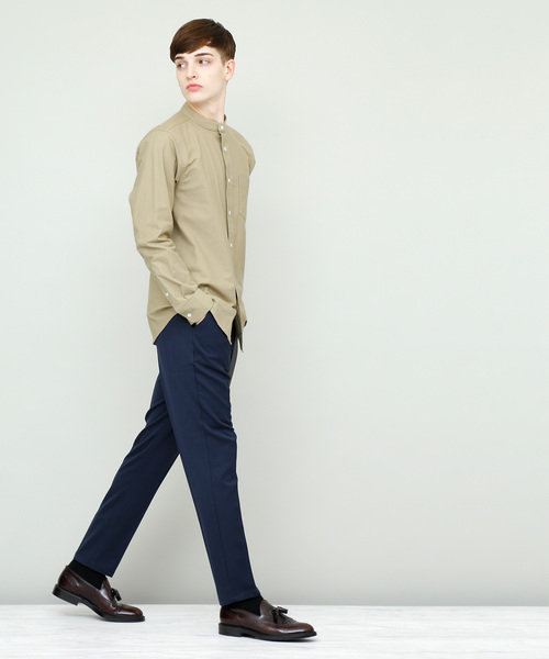 EMMA CLOTHES（エマクローズ）の「オックスフォードストレッチバンドカラーシャツ（シャツ/ブラウス・メンズ・オフホワイト/ネイビー/ベージュ/ブラック/グレー/ブルー/サックスブルー/オリーブドラブ/バーガンディー・L/M/XL/S）」の18枚目の写真