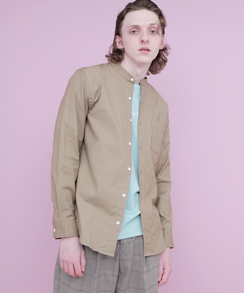 EMMA CLOTHES（エマクローズ）の「オックスフォードストレッチバンドカラーシャツ（シャツ/ブラウス・メンズ・オフホワイト/ネイビー/ベージュ/ブラック/グレー/ブルー/サックスブルー/オリーブドラブ/バーガンディー・L/M/XL/S）」の5枚目の写真