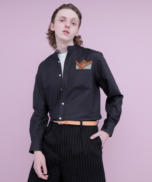 EMMA CLOTHES（エマクローズ）の「オックスフォードストレッチバンドカラーシャツ（シャツ/ブラウス・メンズ・オフホワイト/ネイビー/ベージュ/ブラック/グレー/ブルー/サックスブルー/オリーブドラブ/バーガンディー・L/M/XL/S）」の7枚目の写真