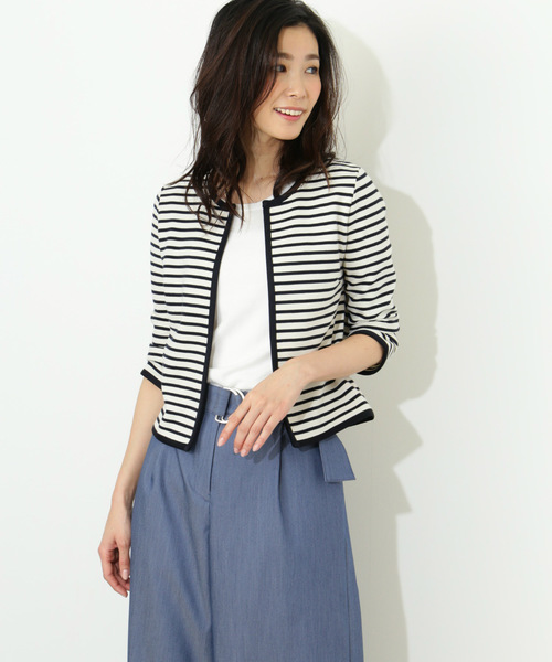 NATURAL BEAUTY BASIC(ナチュラルビューティーベーシック)の「〈ウォッシャブル〉リップルブルゾン(ブルゾン・レディース・ダークネイビー/グレー・LARGE/MEDIUM/SMALL)」の2枚目の写真