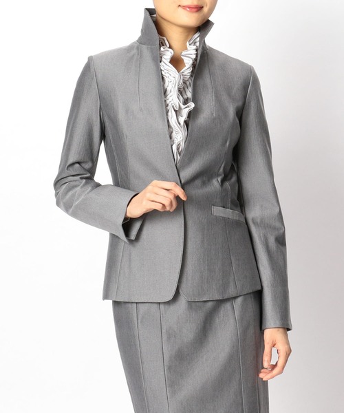 【極美品28600円】ナラカミーチェ♦️女子アナ✨チェーンプリントスタンドカラー シアーチェック柄ナロースカート 通販【ニッセン】