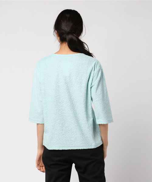KID BLUE（キッドブルー）の「キッドブルー -18スラブパイル無地 -7分丈トップス -KRKN554 -kidblue（Tシャツ/カットソー・レディース・サックスブルー/カーキ・R(レギュラー)）」の4枚目の写真