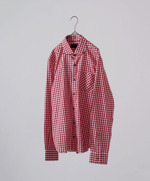 garsonwave（ギャルソンウェーブ）の「日本製 ギンガムチェック ワイドカラーボタンダウンシャツ（シャツ/ブラウス・メンズ・ブルー/ブラック系その他/ネイビー/レッド系その他/ブルー系その他2/ブルー系その他/ブラック系その他2/レッド系その他2/レッド系その他3/ブルー系その他4/ブルー系その他3/ブラック系その他3・L/LL/M）」の10枚目の写真