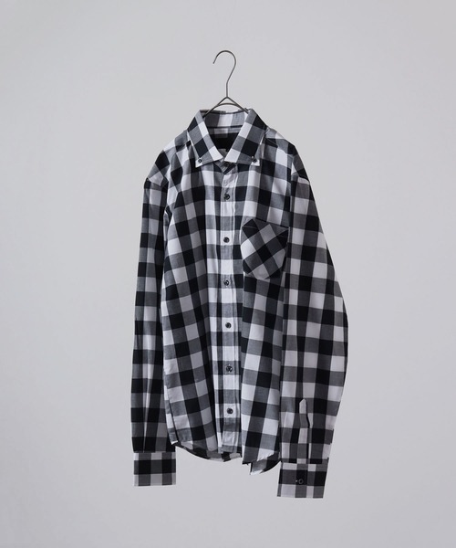 garsonwave（ギャルソンウェーブ）の「日本製 ギンガムチェック ワイドカラーボタンダウンシャツ（シャツ/ブラウス・メンズ・ブルー/ブラック系その他/ネイビー/レッド系その他/ブルー系その他2/ブルー系その他/ブラック系その他2/レッド系その他2/レッド系その他3/ブルー系その他4/ブルー系その他3/ブラック系その他3・L/LL/M）」の4枚目の写真