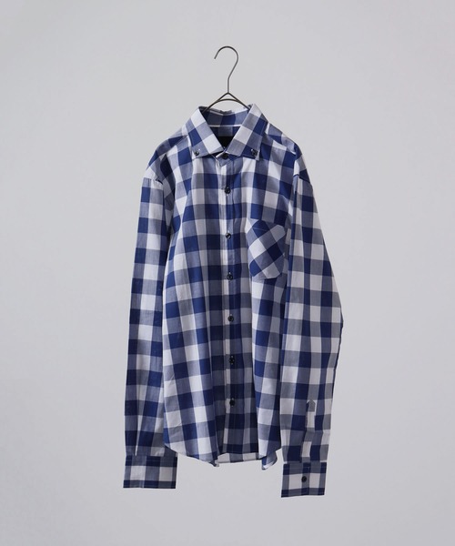 garsonwave（ギャルソンウェーブ）の「日本製 ギンガムチェック ワイドカラーボタンダウンシャツ（シャツ/ブラウス・メンズ・ブルー/ブラック系その他/ネイビー/レッド系その他/ブルー系その他2/ブルー系その他/ブラック系その他2/レッド系その他2/レッド系その他3/ブルー系その他4/ブルー系その他3/ブラック系その他3・L/LL/M）」の8枚目の写真