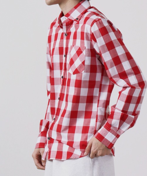 garsonwave（ギャルソンウェーブ）の「日本製 ギンガムチェック ワイドカラーボタンダウンシャツ（シャツ/ブラウス・メンズ・ブルー/ブラック系その他/ネイビー/レッド系その他/ブルー系その他2/ブルー系その他/ブラック系その他2/レッド系その他2/レッド系その他3/ブルー系その他4/ブルー系その他3/ブラック系その他3・L/LL/M）」の22枚目の写真