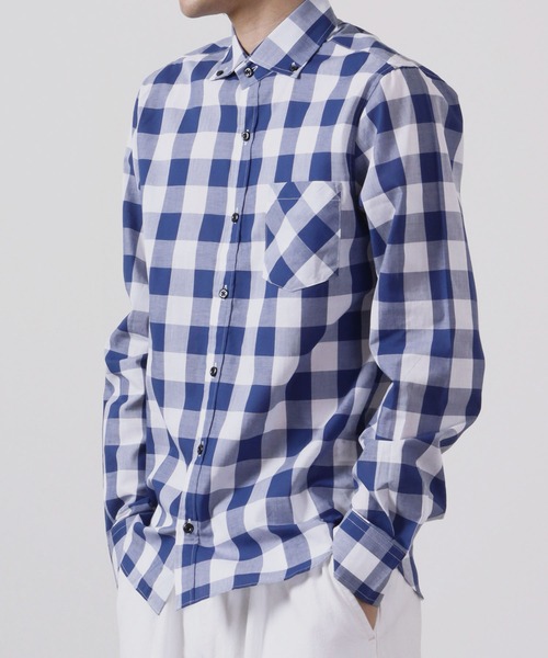 garsonwave（ギャルソンウェーブ）の「日本製 ギンガムチェック ワイドカラーボタンダウンシャツ（シャツ/ブラウス・メンズ・ブルー/ブラック系その他/ネイビー/レッド系その他/ブルー系その他2/ブルー系その他/ブラック系その他2/レッド系その他2/レッド系その他3/ブルー系その他4/ブルー系その他3/ブラック系その他3・L/LL/M）」の18枚目の写真
