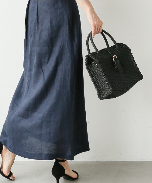 A part by（アパートバイ）の「ザツザイラゲッジバッグ2 798530（かごバッグ・レディース・ブラック/ナチュラル・FREE）」の2枚目の写真