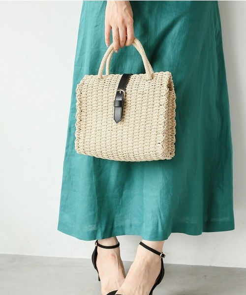 A part by（アパートバイ）の「ザツザイラゲッジバッグ2 798530（かごバッグ・レディース・ブラック/ナチュラル・FREE）」の8枚目の写真