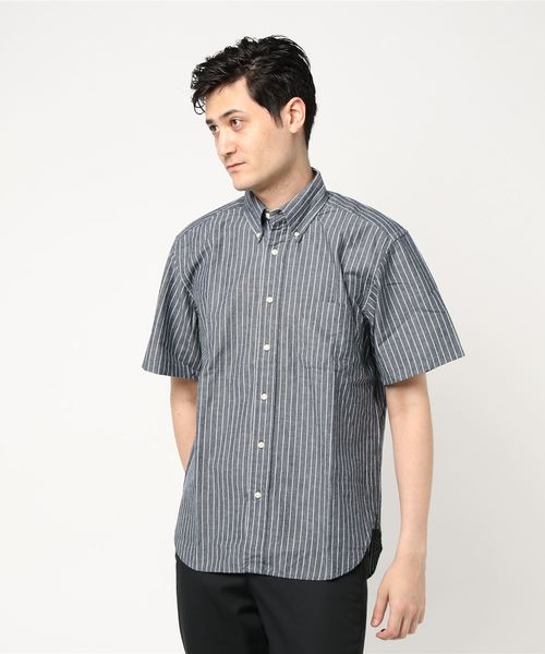 SHIPS(シップス)の「SHIPS: アメリカ製 ストライプ ショートスリーブシャツ(シャツ/ブラウス・メンズ・ネイビー/マルチ・SMALL/X-LARGE/MEDIUM/LARGE)」の1枚目の写真