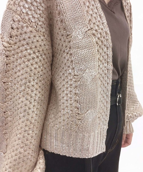 one after another NICE CLAUP（ワンアフターアナザーナイスクラップ）の「ケーブルニットカーディガン（カーディガン/ボレロ・レディース・アイボリー/ベージュ/ブルー系その他/ラベンダー・FREE）」の11枚目の写真