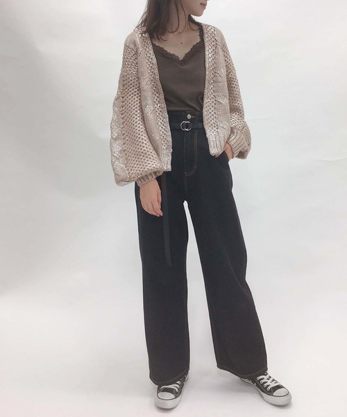 one after another NICE CLAUP（ワンアフターアナザーナイスクラップ）の「ケーブルニットカーディガン（カーディガン/ボレロ・レディース・アイボリー/ベージュ/ブルー系その他/ラベンダー・FREE）」の13枚目の写真