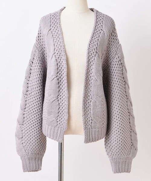 one after another NICE CLAUP（ワンアフターアナザーナイスクラップ）の「ケーブルニットカーディガン（カーディガン/ボレロ・レディース・アイボリー/ベージュ/ブルー系その他/ラベンダー・FREE）」の15枚目の写真