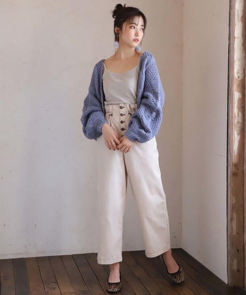 one after another NICE CLAUP（ワンアフターアナザーナイスクラップ）の「ケーブルニットカーディガン（カーディガン/ボレロ・レディース・アイボリー/ベージュ/ブルー系その他/ラベンダー・FREE）」の21枚目の写真