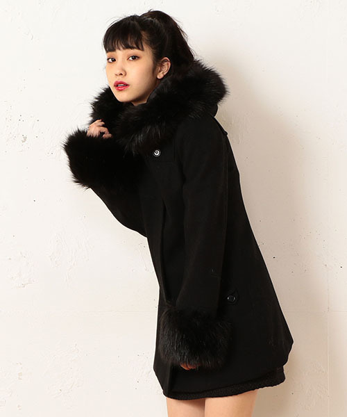 SPIRALGIRL（スパイラルガール）の「フードＺＩＰウールコート（その他アウター・レディース・ブラック/ボルドー/杢グレー・1/2）」の5枚目の写真