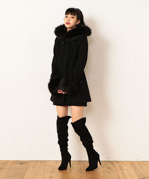 SPIRALGIRL（スパイラルガール）の「フードＺＩＰウールコート（その他アウター・レディース・ブラック/ボルドー/杢グレー・1/2）」の6枚目の写真