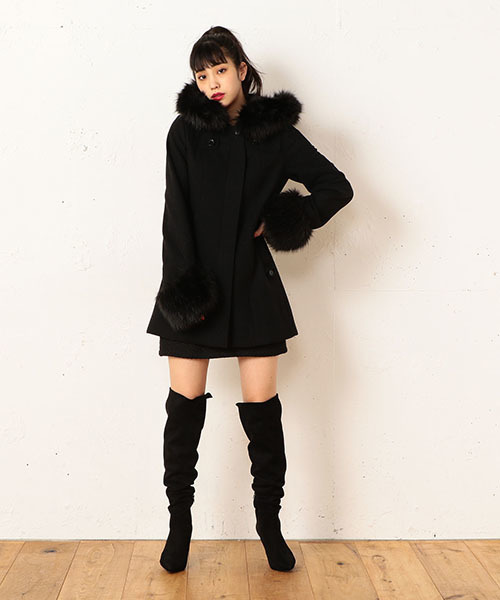 SPIRALGIRL（スパイラルガール）の「フードＺＩＰウールコート（その他アウター・レディース・ブラック/ボルドー/杢グレー・1/2）」の7枚目の写真