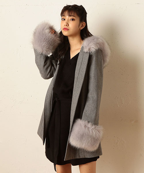 SPIRALGIRL（スパイラルガール）の「フードＺＩＰウールコート（その他アウター・レディース・ブラック/ボルドー/杢グレー・1/2）」の11枚目の写真