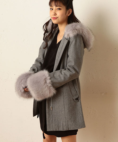 SPIRALGIRL（スパイラルガール）の「フードＺＩＰウールコート（その他アウター・レディース・ブラック/ボルドー/杢グレー・1/2）」の12枚目の写真