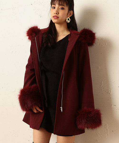 SPIRALGIRL（スパイラルガール）の「フードＺＩＰウールコート（その他アウター・レディース・ブラック/ボルドー/杢グレー・1/2）」の20枚目の写真