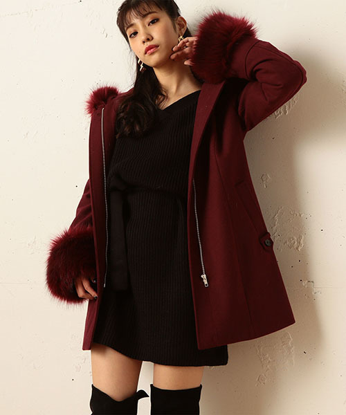 SPIRALGIRL（スパイラルガール）の「フードＺＩＰウールコート（その他アウター・レディース・ブラック/ボルドー/杢グレー・1/2）」の21枚目の写真